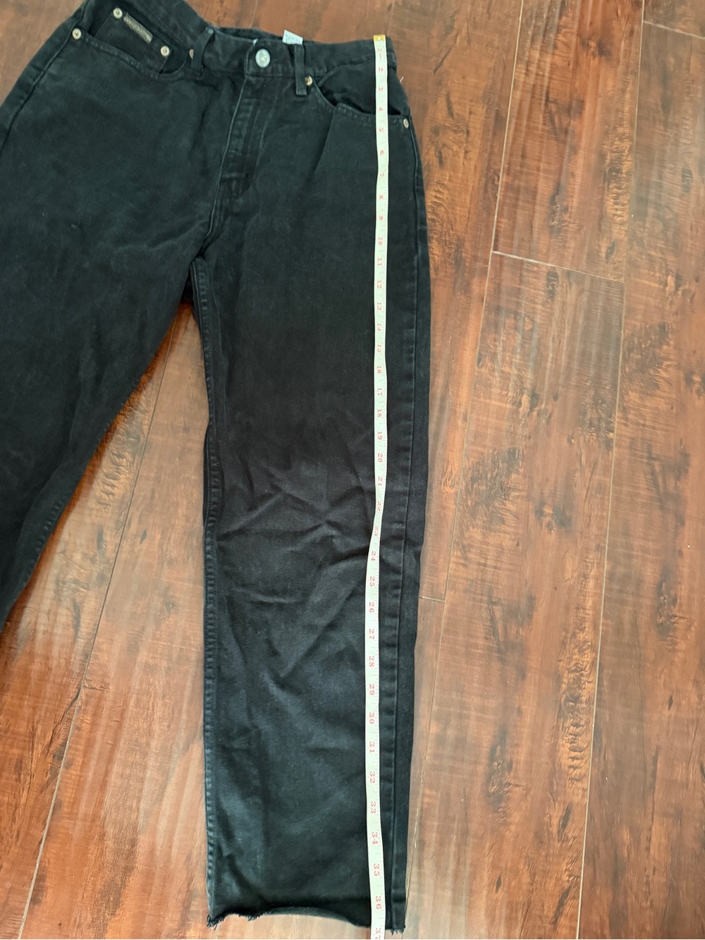 Vintage Calvin Klein Raw Hem Black High-Waist Straight Jeans - Picture 6 of 10